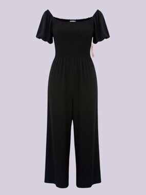 Inspired Hearts Black Puff Sleeve Jumpsuit